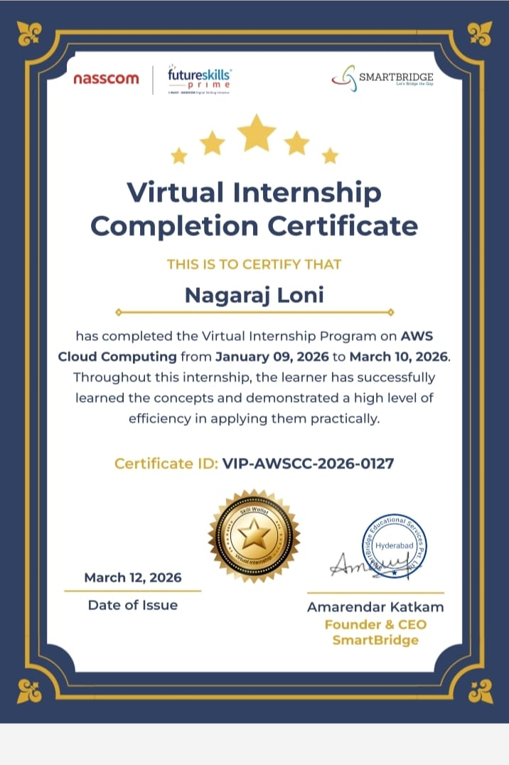 AWS Cloud Computing virtual internship certificate