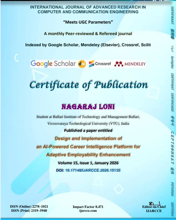 IJARCCE paper publication certificate